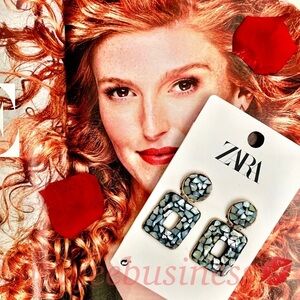 ZARA Geometric Mother Of Pearl Earrings